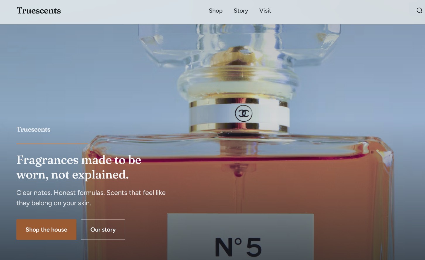Truescents fragrance boutique website screenshot